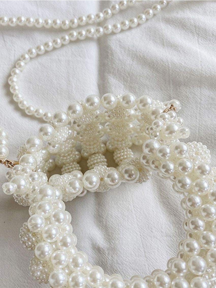 Mini Faux Pearl Beaded Satchel Bag