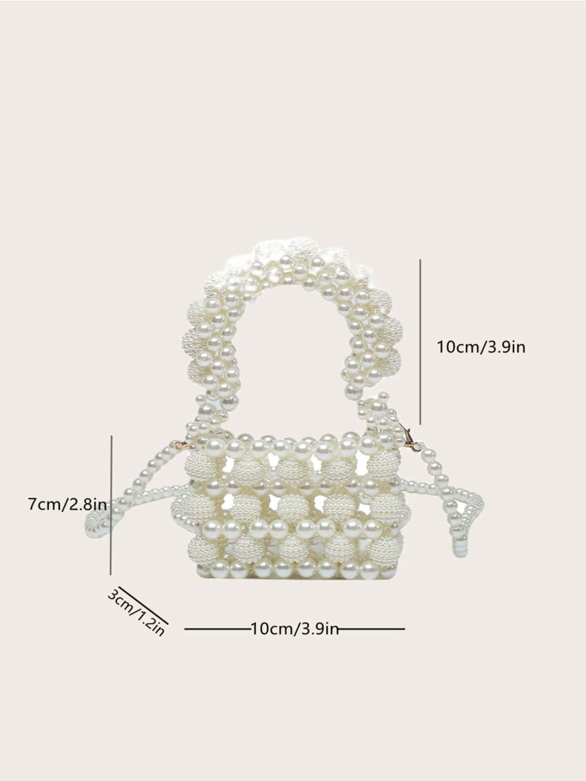 Mini Faux Pearl Beaded Satchel Bag