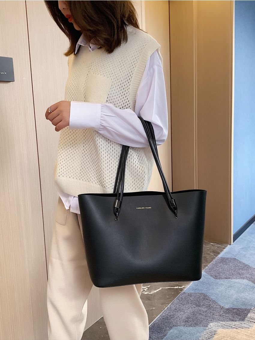 Letter Graphic Shoulder Tote Bag, Mothers Day Gift For Mom