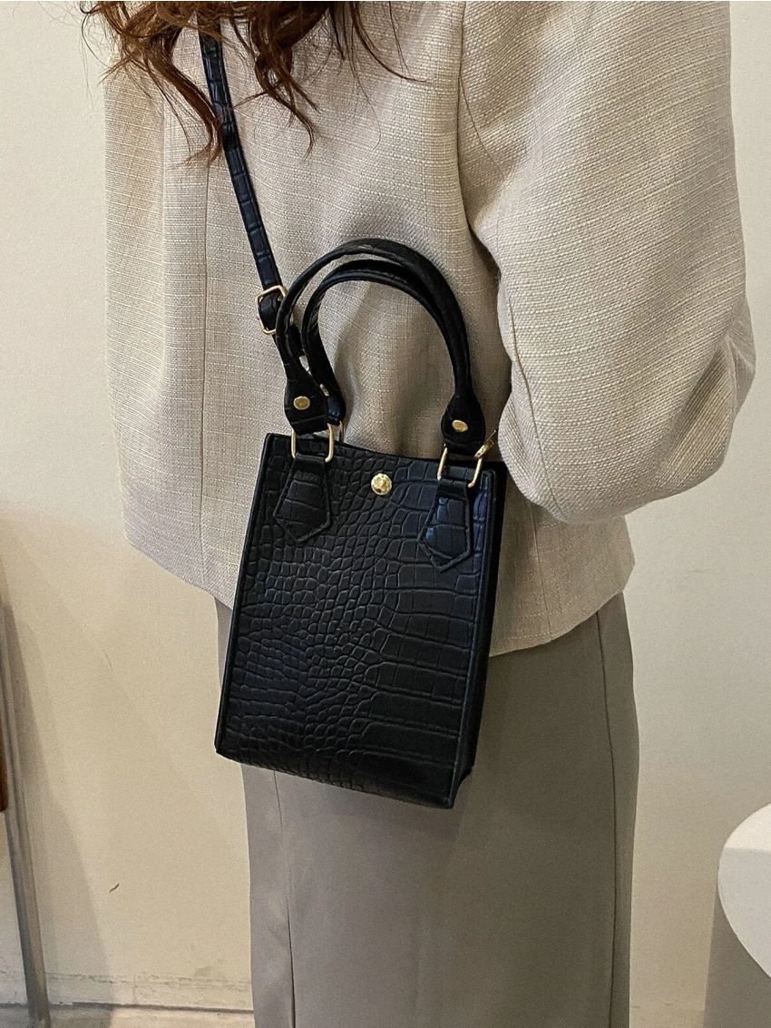 Mini Crocodile Embossed Square Bag