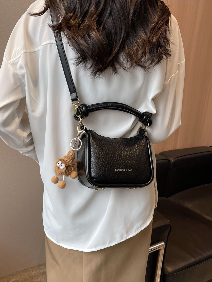 Mini Letter Graphic Baguette Bag With Bag Charm