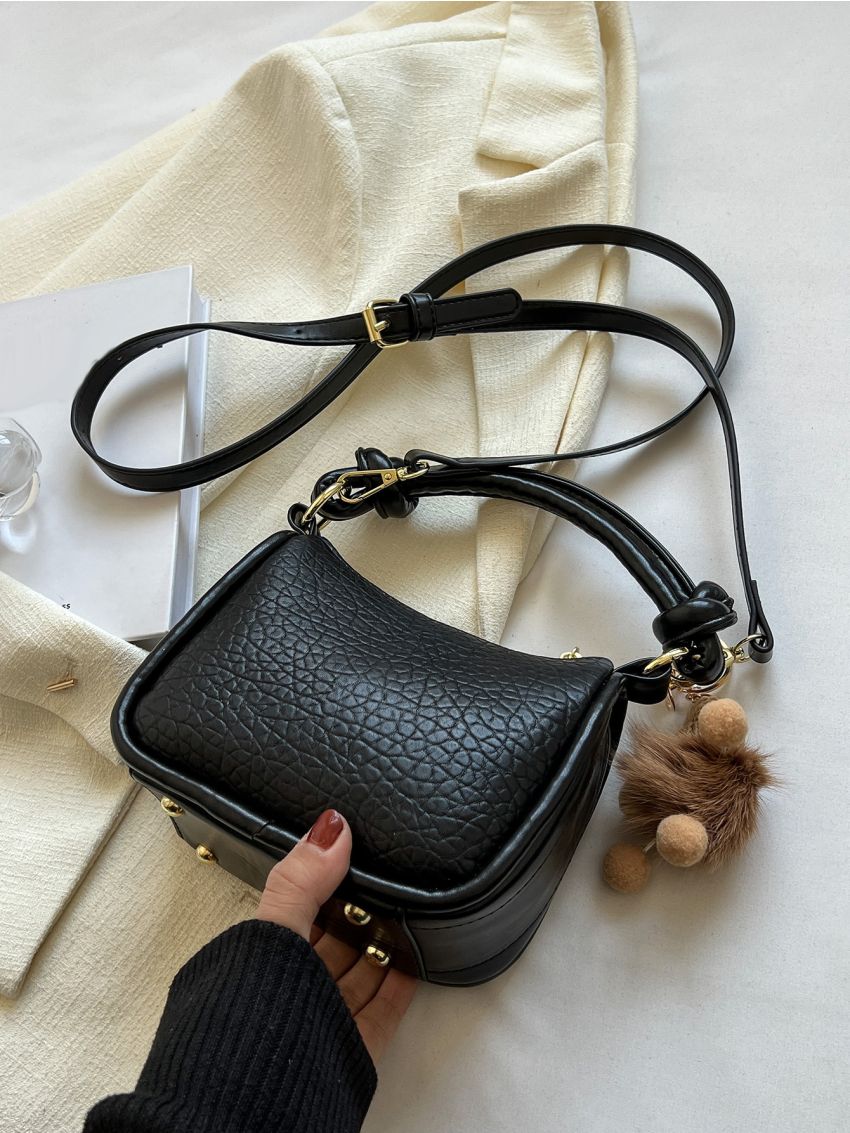 Mini Letter Graphic Baguette Bag With Bag Charm