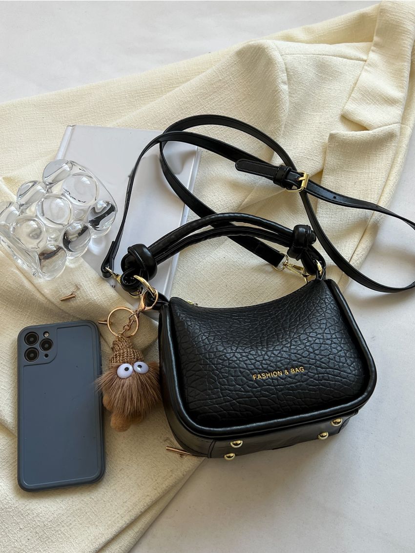 Mini Letter Graphic Baguette Bag With Bag Charm