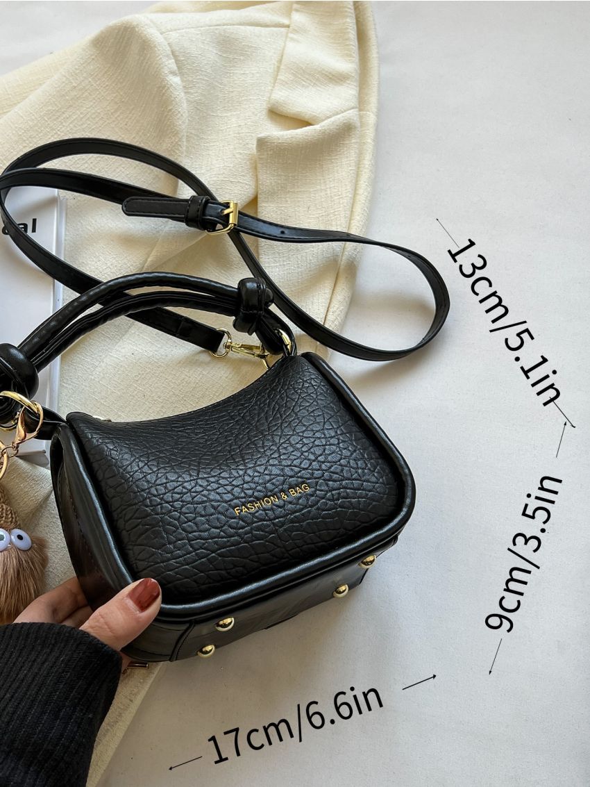 Mini Letter Graphic Baguette Bag With Bag Charm