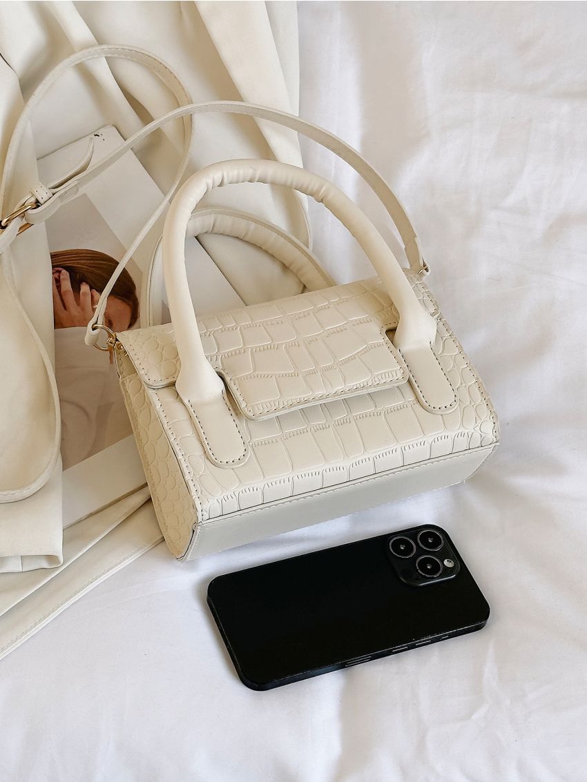Mini Crocodile Embossed Flap Square Bag