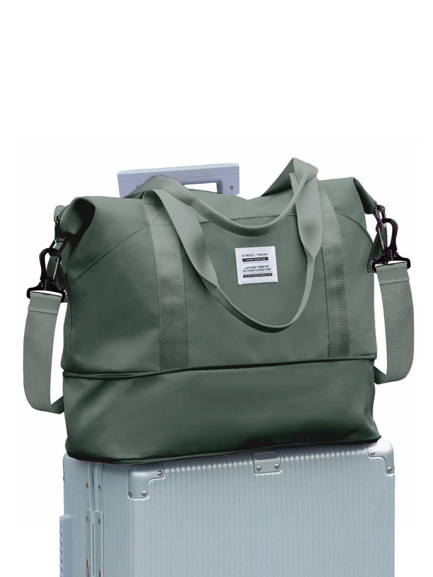 Letter Patch Decor Travel Bag Small Double Handle