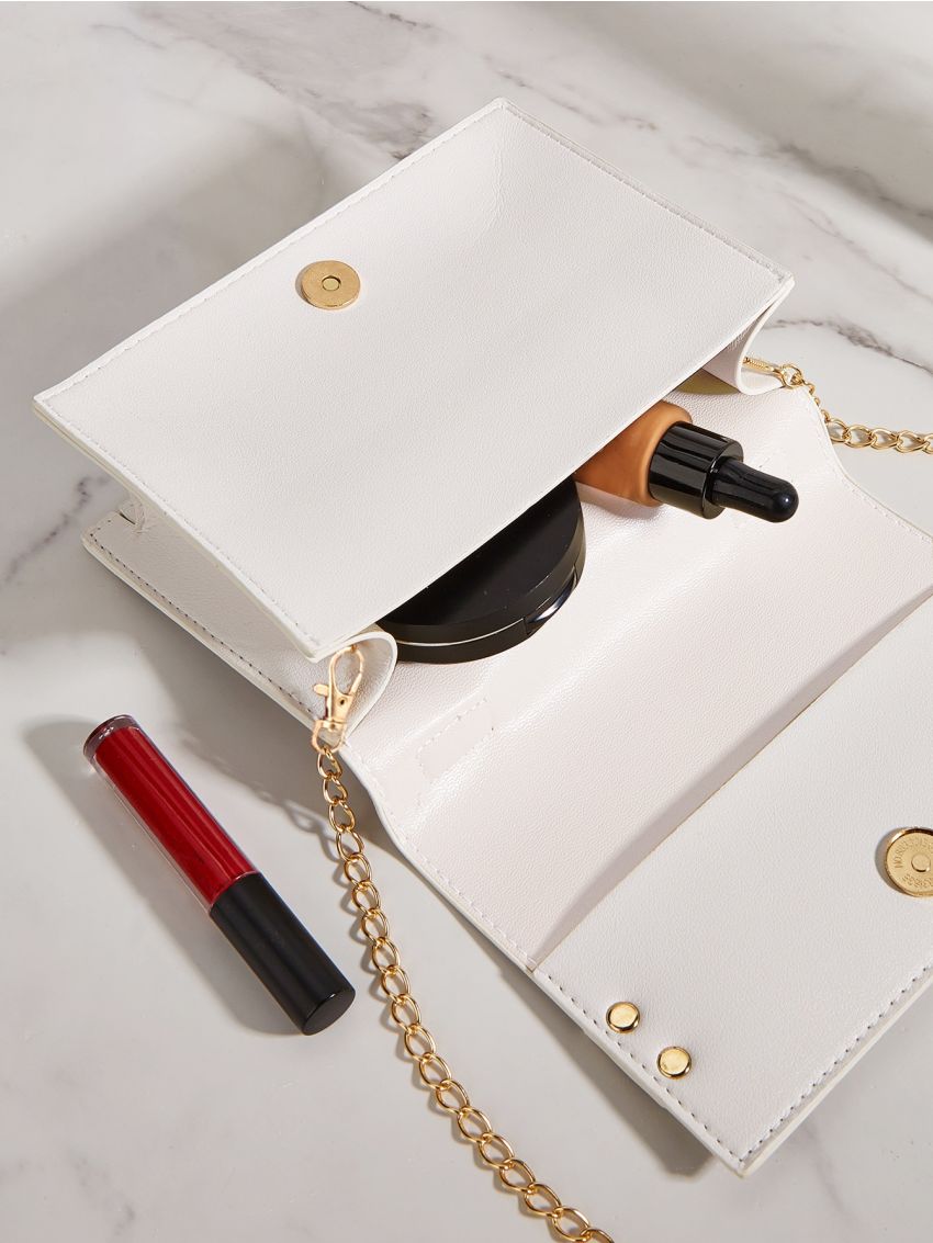 Mini Chain Decor Crocodile Embossed Single Handle Handbag