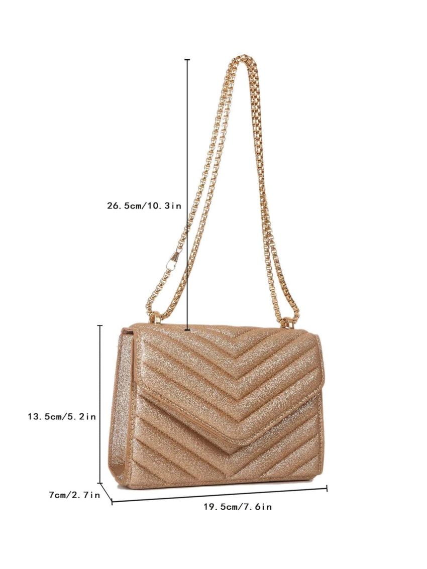 Mini Chevron Quilted Flap Chain Square Bag