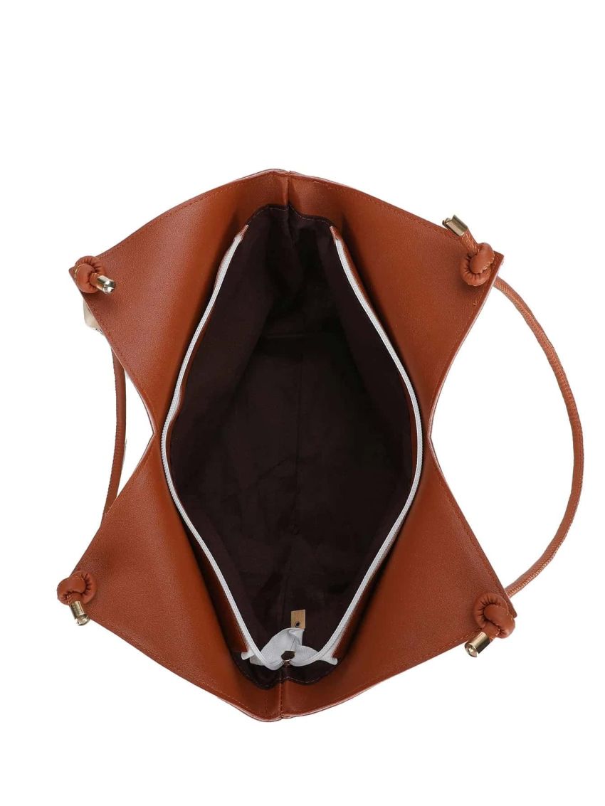 Plaid Pattern Twilly Scarf Decor Shoulder Tote Bag