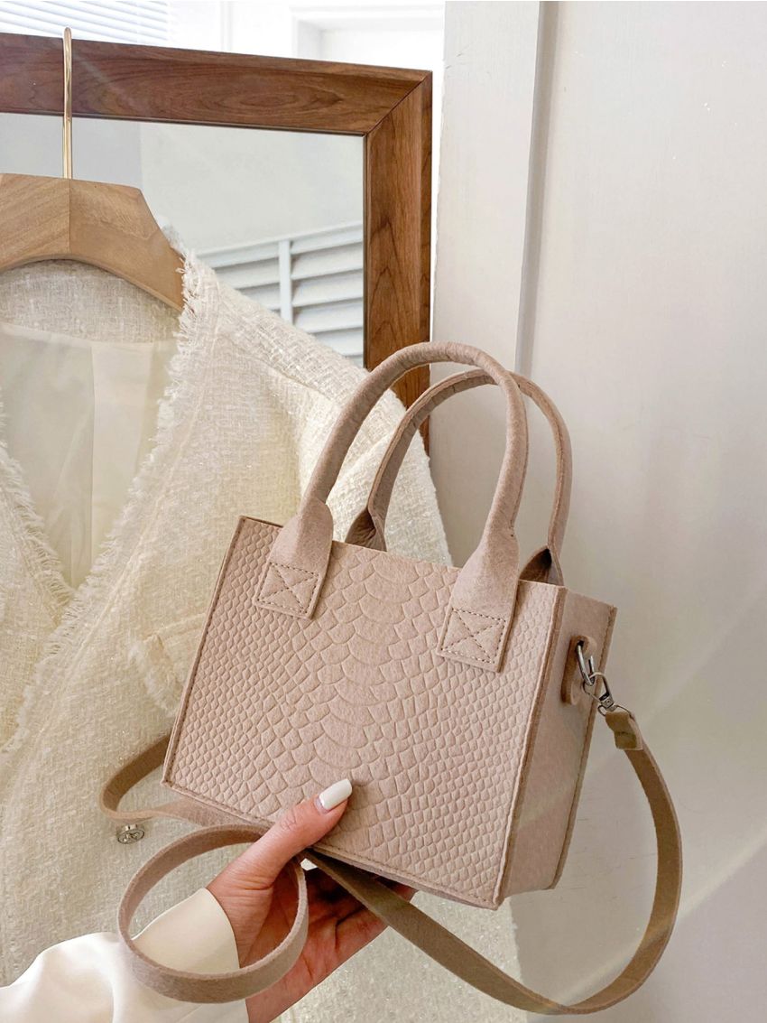 Mini Snakeskin Embossed Square Bag