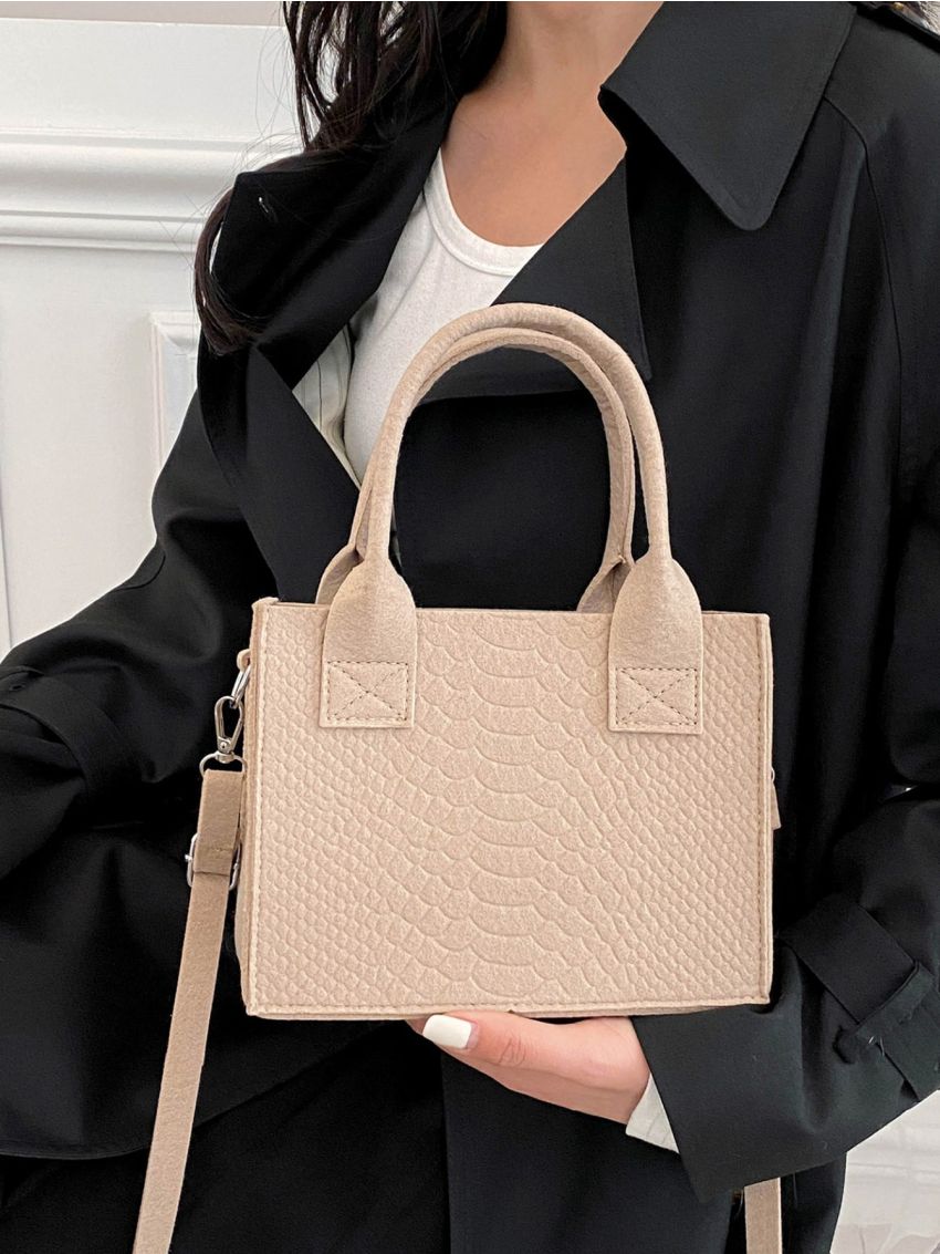 Mini Snakeskin Embossed Square Bag
