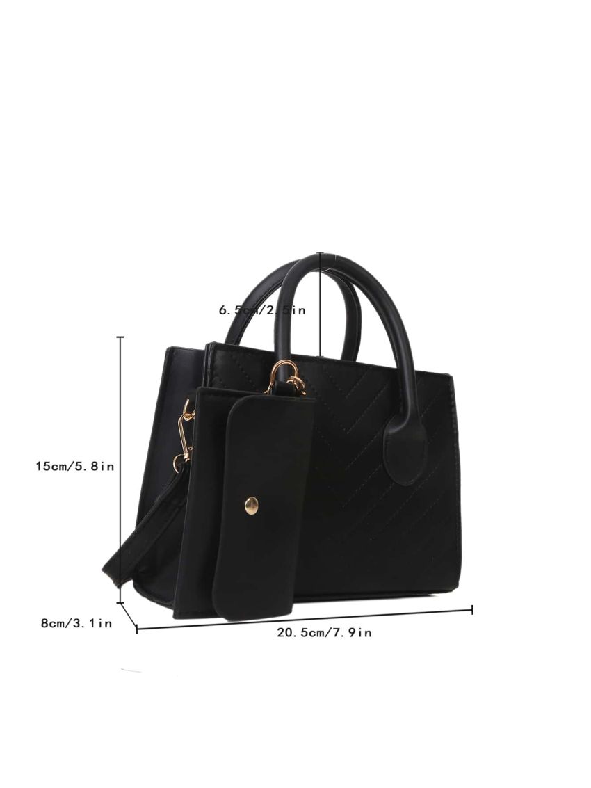 Chevron Embossed Square Bag With Coin Purse