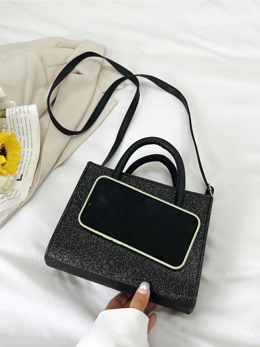 Mini Glitter Double Handle Square Bag