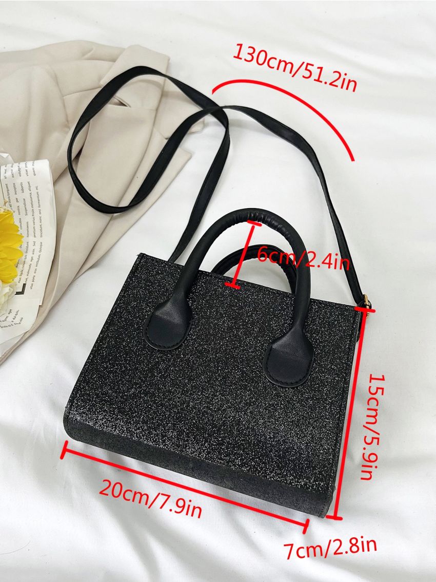 Mini Glitter Double Handle Square Bag
