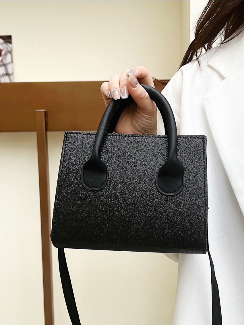 Mini Glitter Double Handle Square Bag