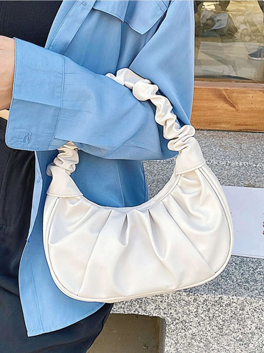 Minimalist Snap Button Ruched Bag