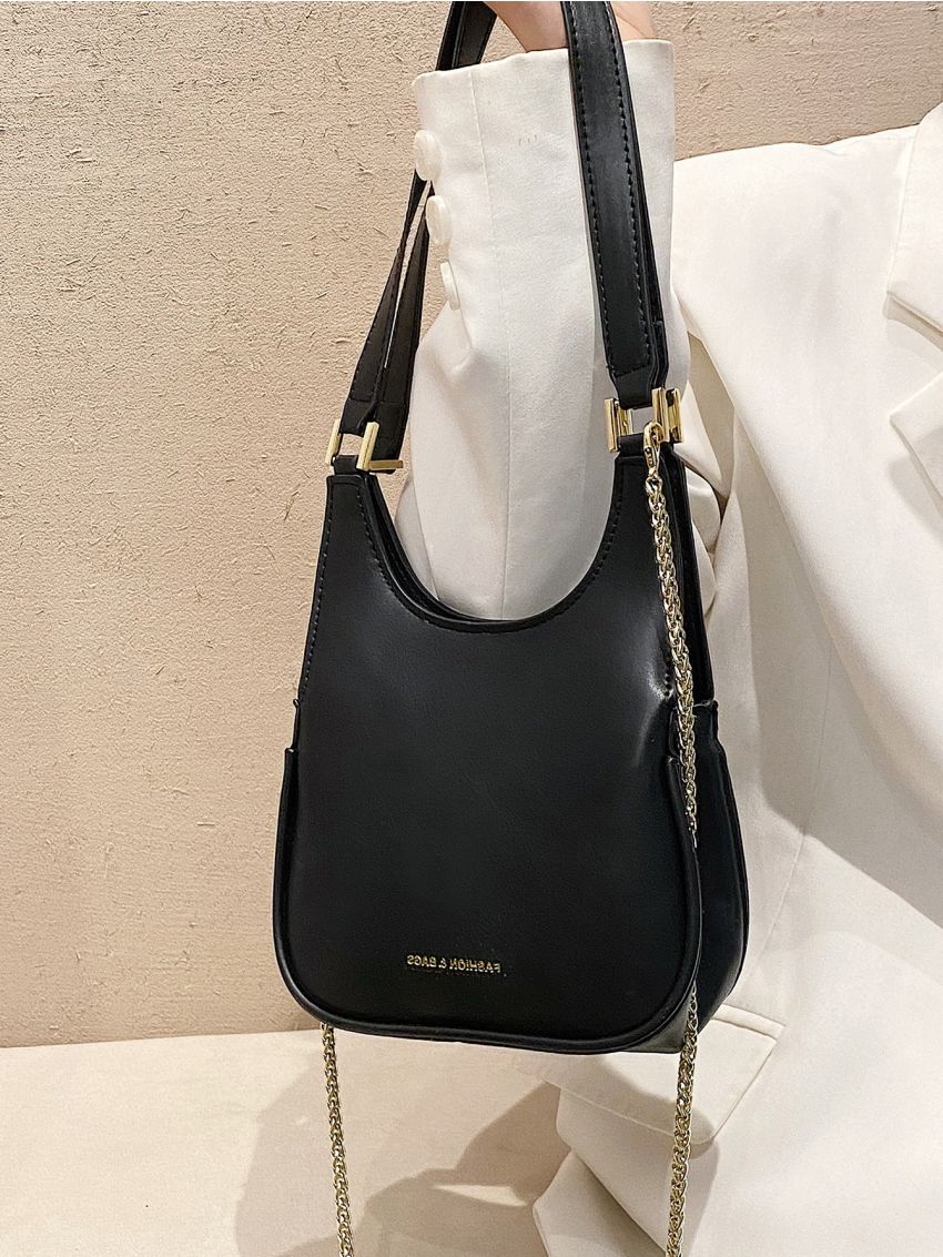 Letter Graphic Chain Shoulder Bag