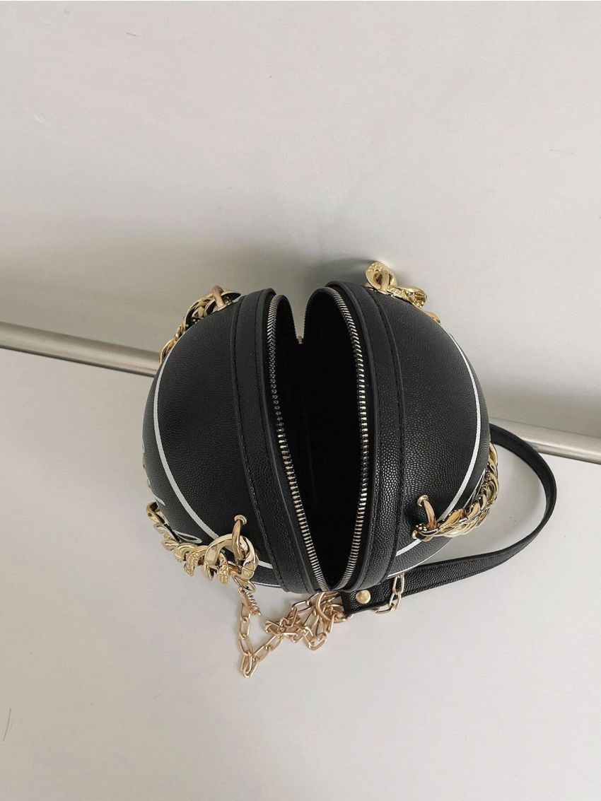 Mini Letter Graphic Chain Circle Bag