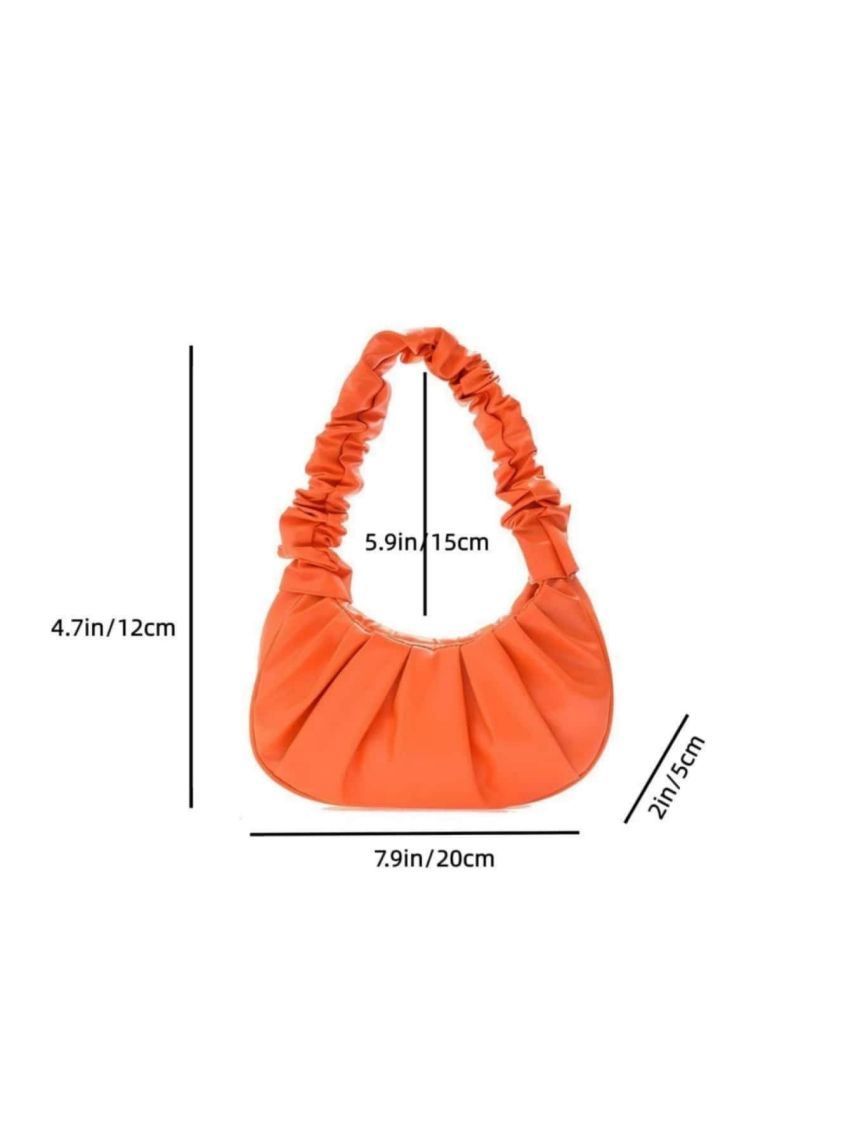 Mini Neon Orange Snap Button Ruched Bag