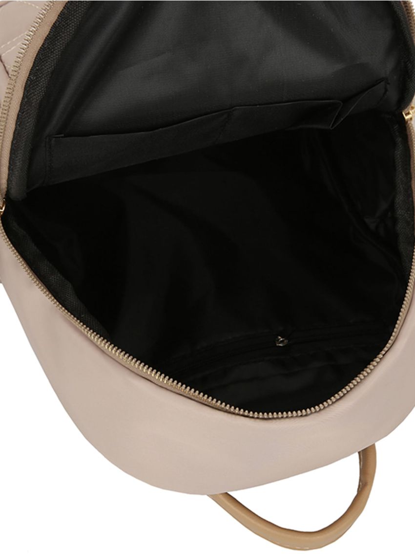 Studded Decor Quilted Backpack, Fashion Nylon Bookbag, Women's Daypack With Pompom Decor Pom Pom & Studded Decor Functional Backpack