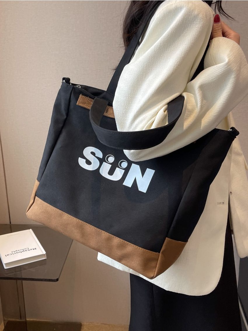 Letter Graphic Shopper Bag