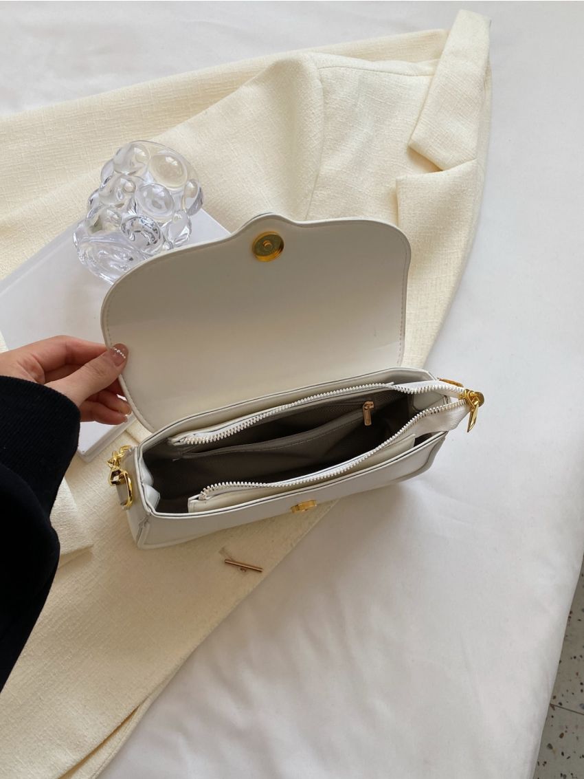 Lock Decor Chain Flap Square Bag