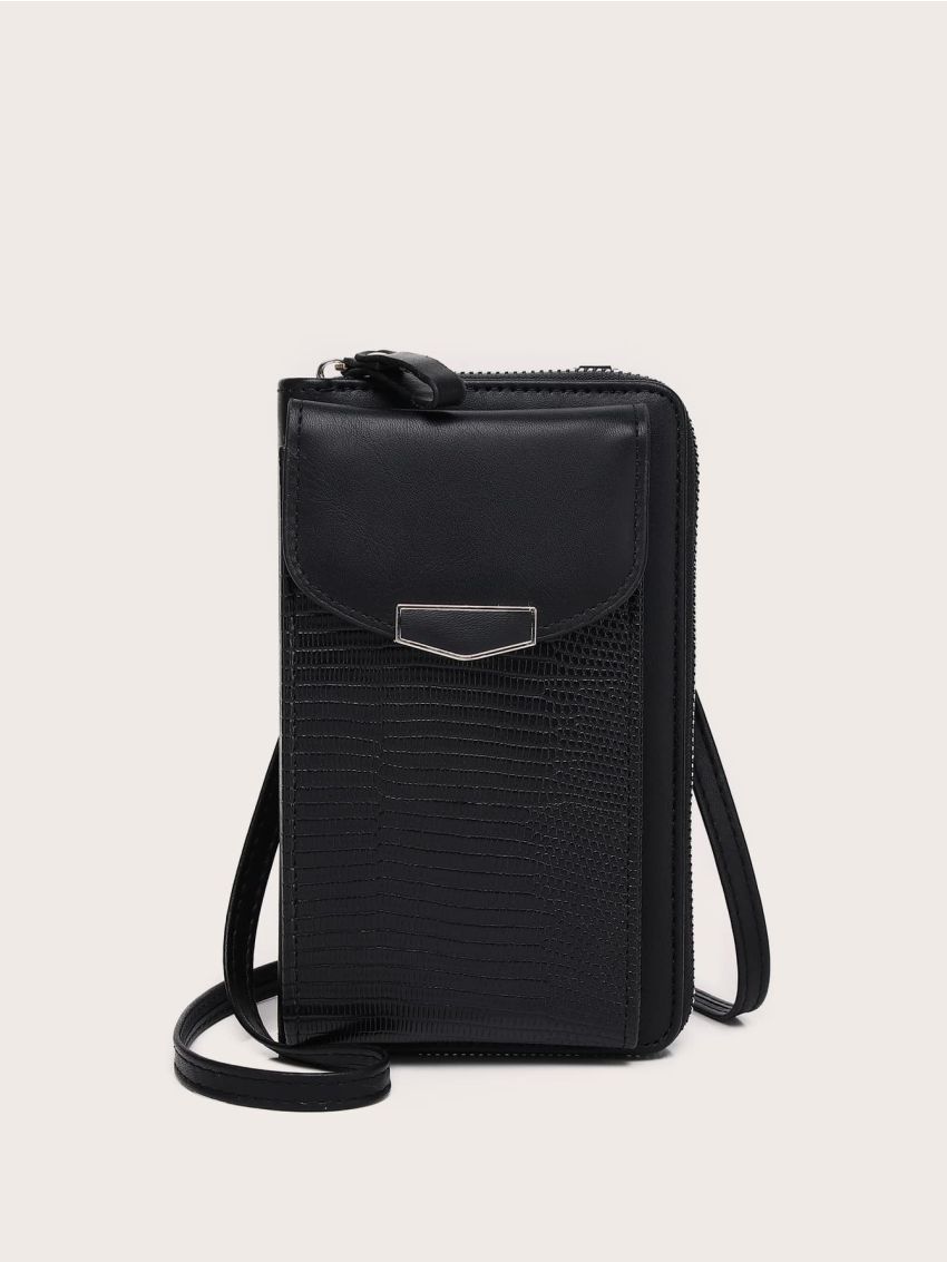 Lizard Embossed Flap Phone Wallet