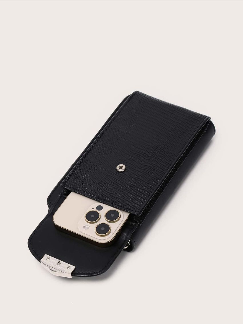 Lizard Embossed Flap Phone Wallet