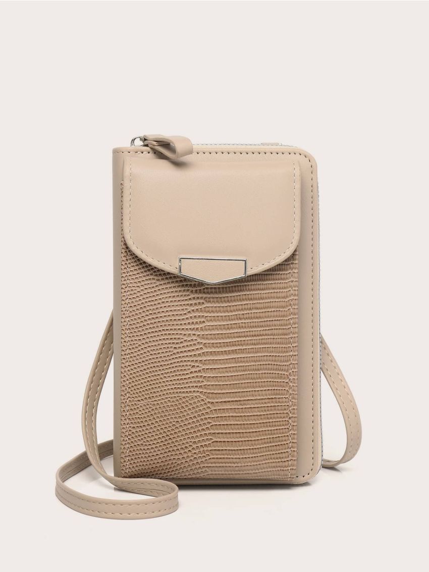 Lizard Embossed Flap Phone Wallet