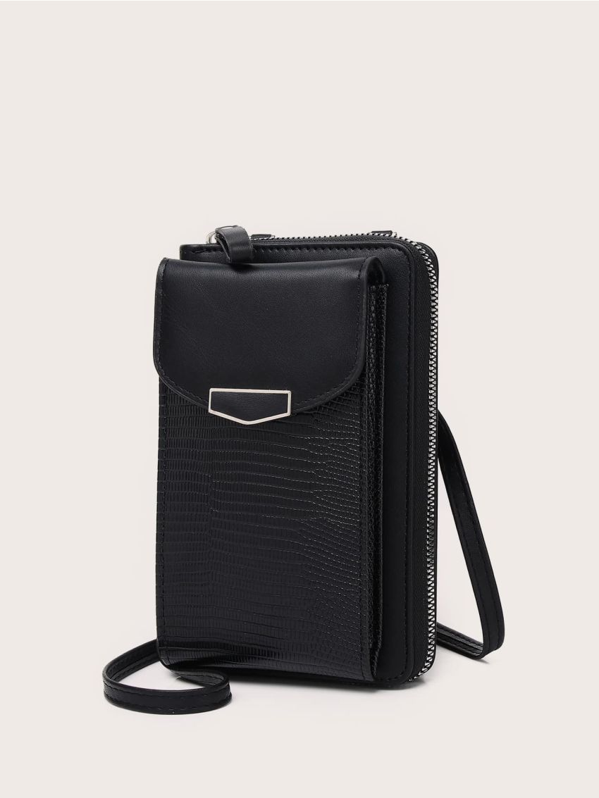 Lizard Embossed Flap Phone Wallet