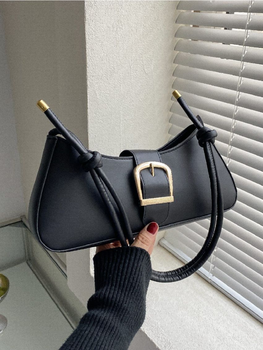 Buckle Decor Baguette Bag