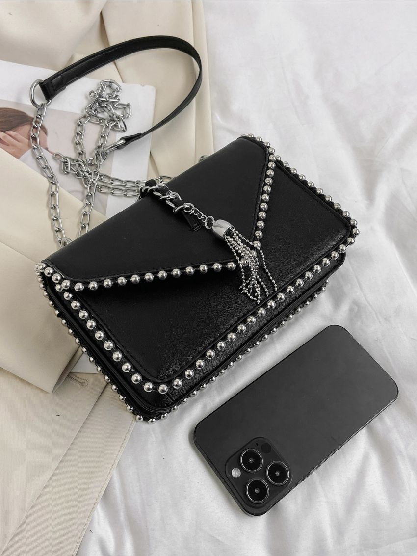 Mini Bead & Tassel Decor Square Bag