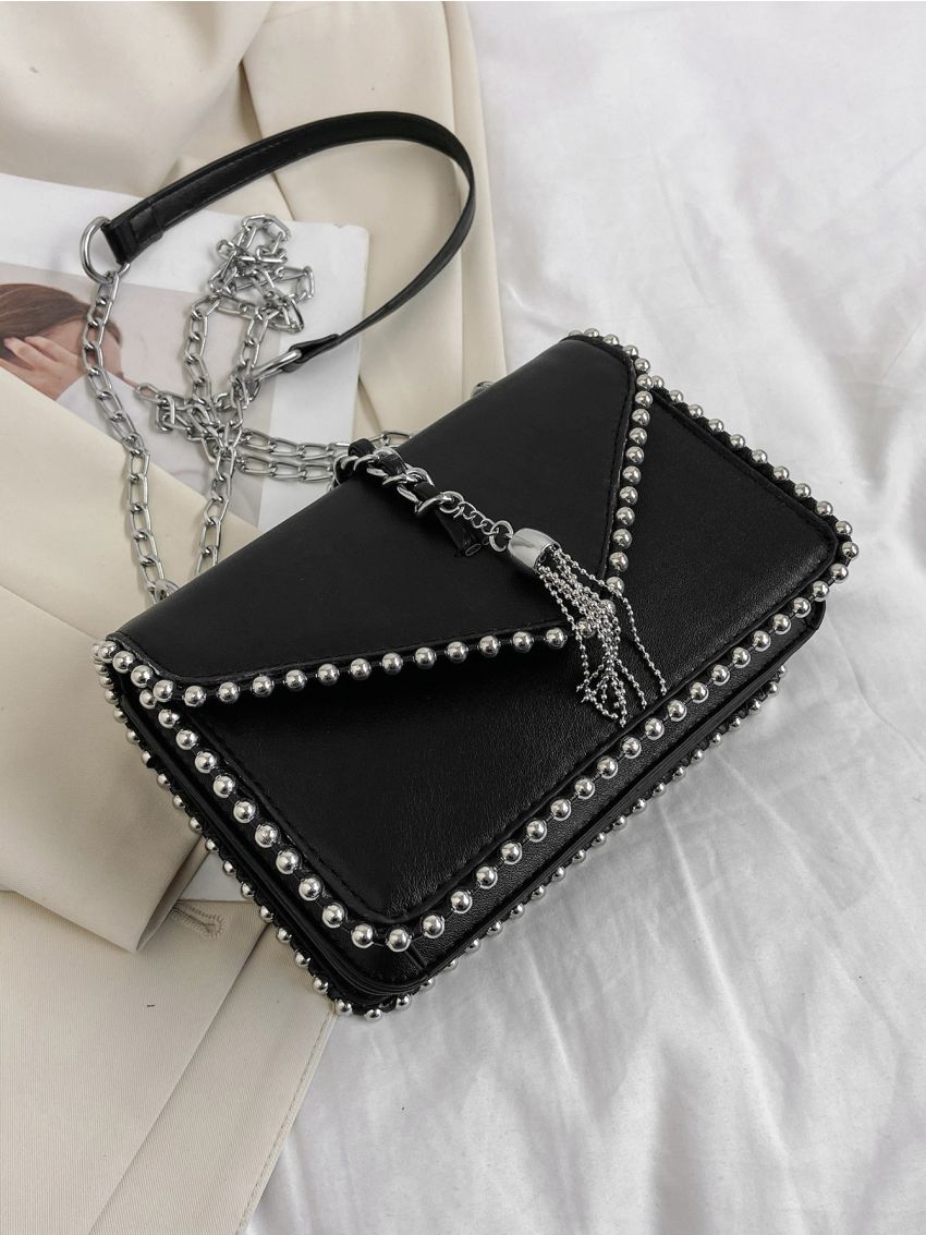 Mini Bead & Tassel Decor Square Bag