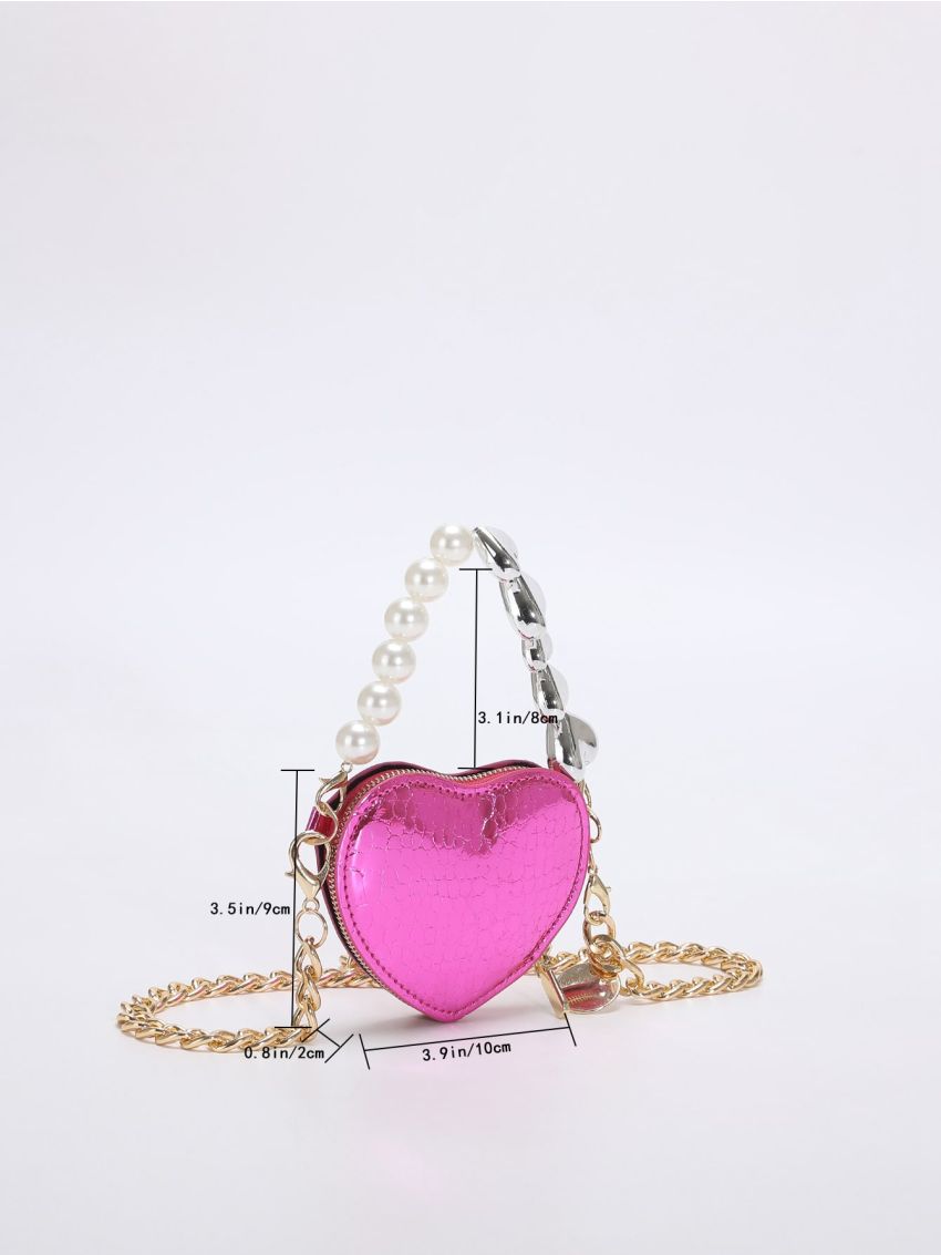 Mini Faux Pearl Decor Heart Design Chain Novelty Bag