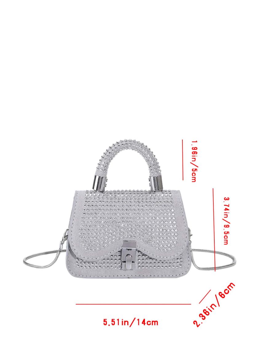 Mini Rhinestone Decor Flap Square Bag