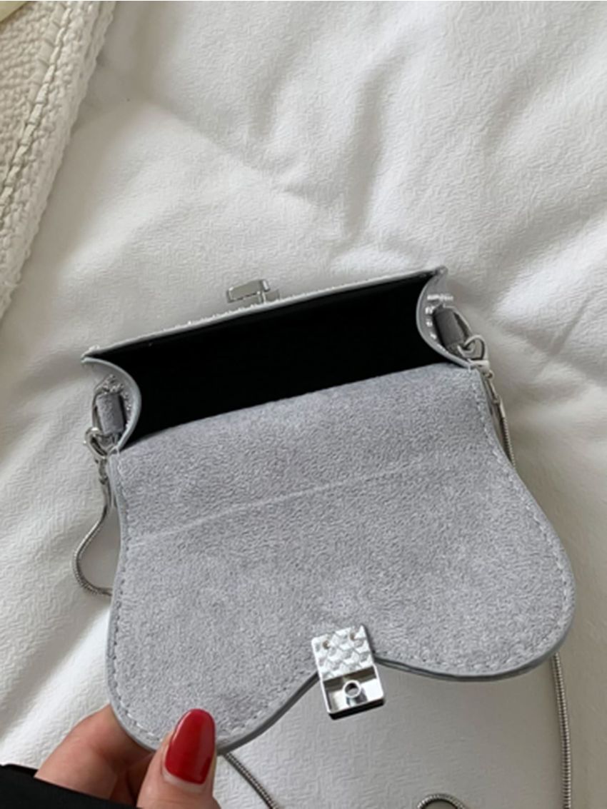 Mini Rhinestone Decor Flap Square Bag