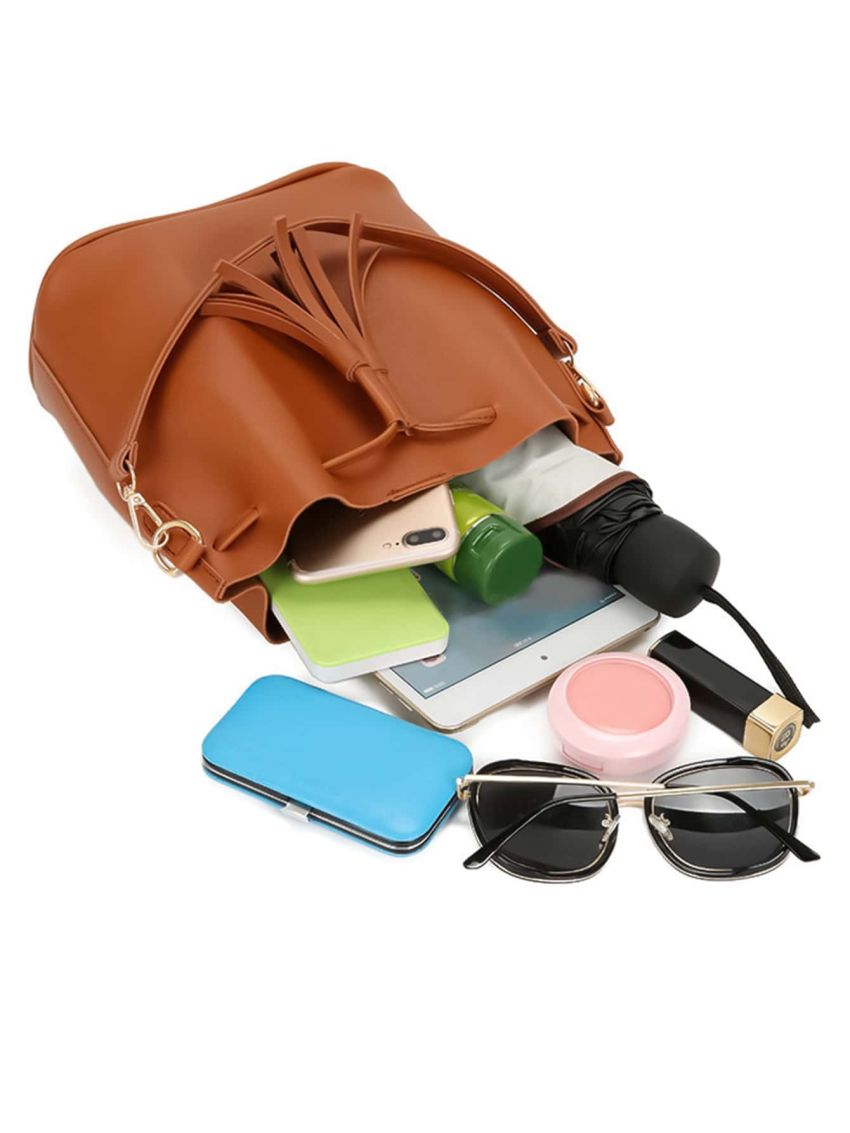 Tassel Decor Drawstring Design Bucket Bag