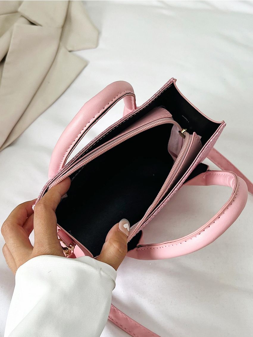 Mini Glitter Double Handle Square Bag