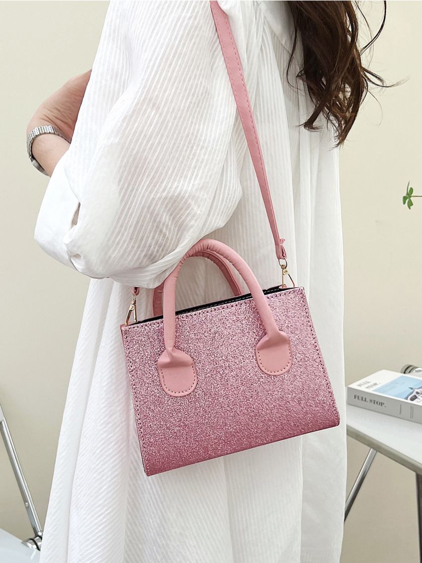 Mini Glitter Double Handle Square Bag