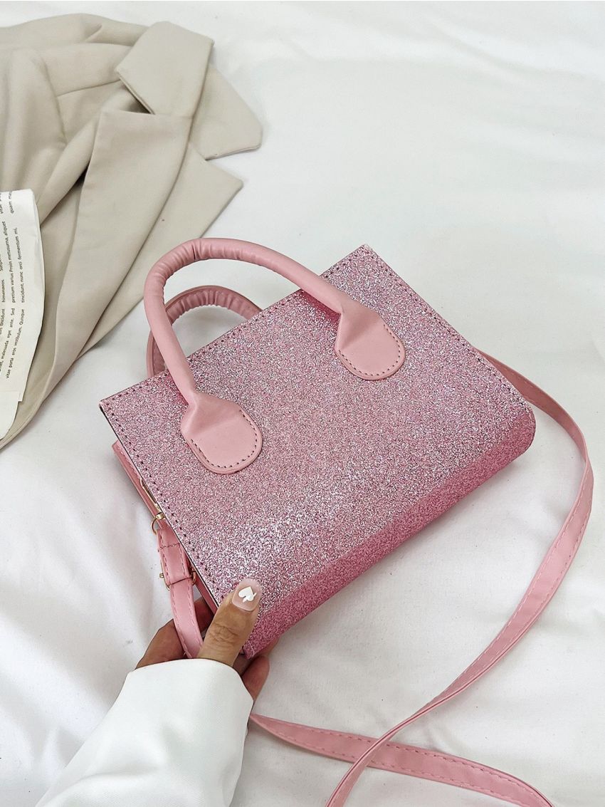 Mini Glitter Double Handle Square Bag