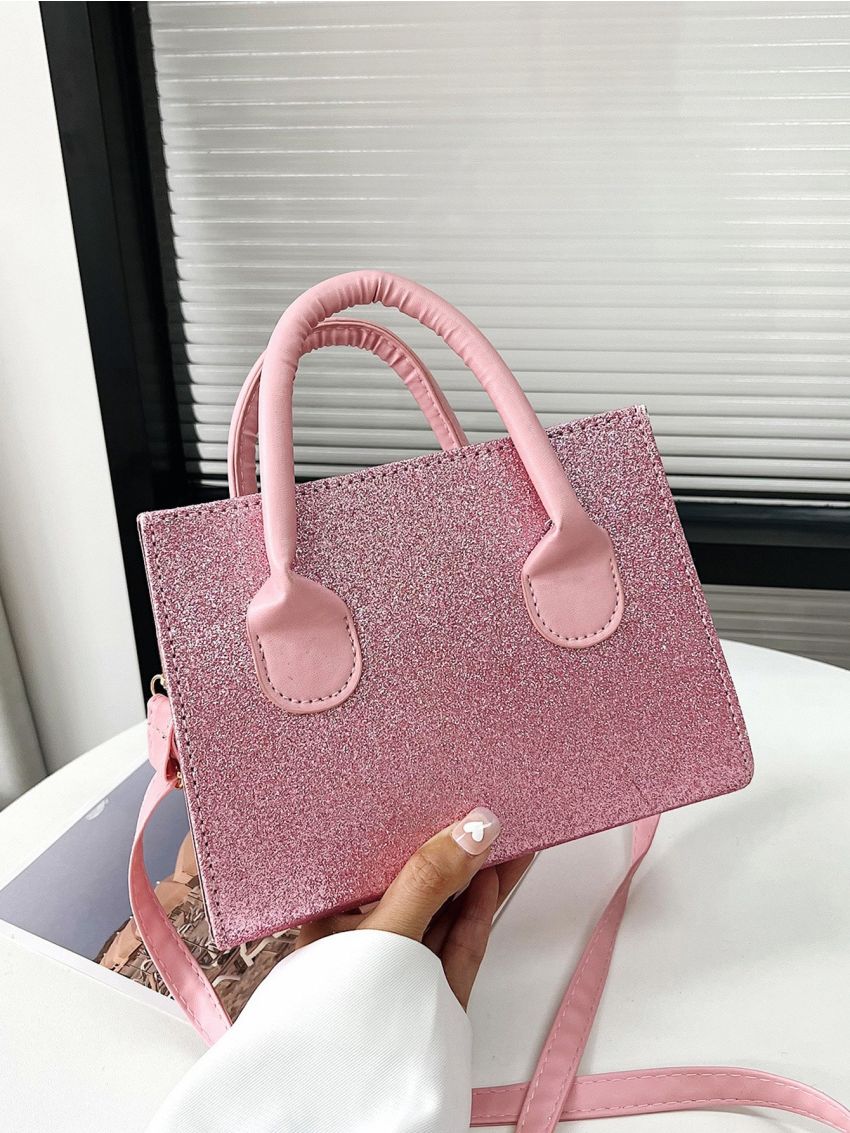 Mini Glitter Double Handle Square Bag