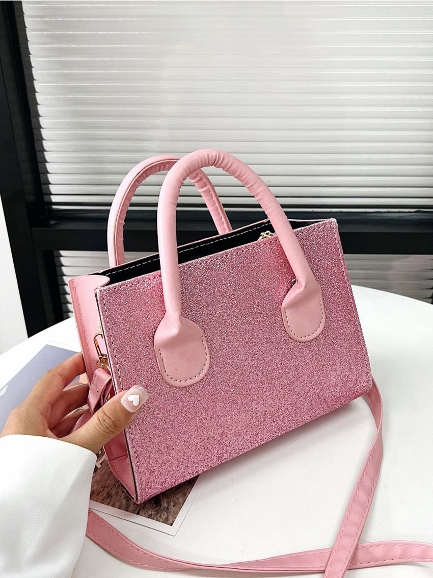 Mini Glitter Double Handle Square Bag