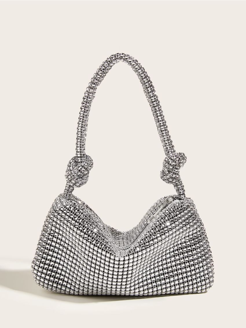 Rhinestone Decor Hobo Bag
