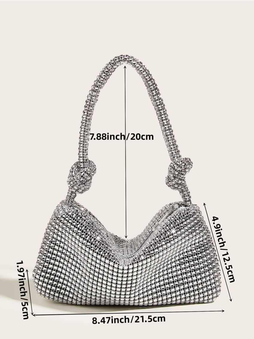 Rhinestone Decor Hobo Bag