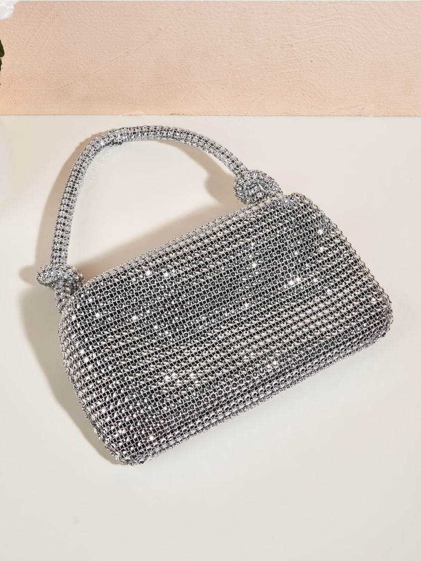 Rhinestone Decor Hobo Bag