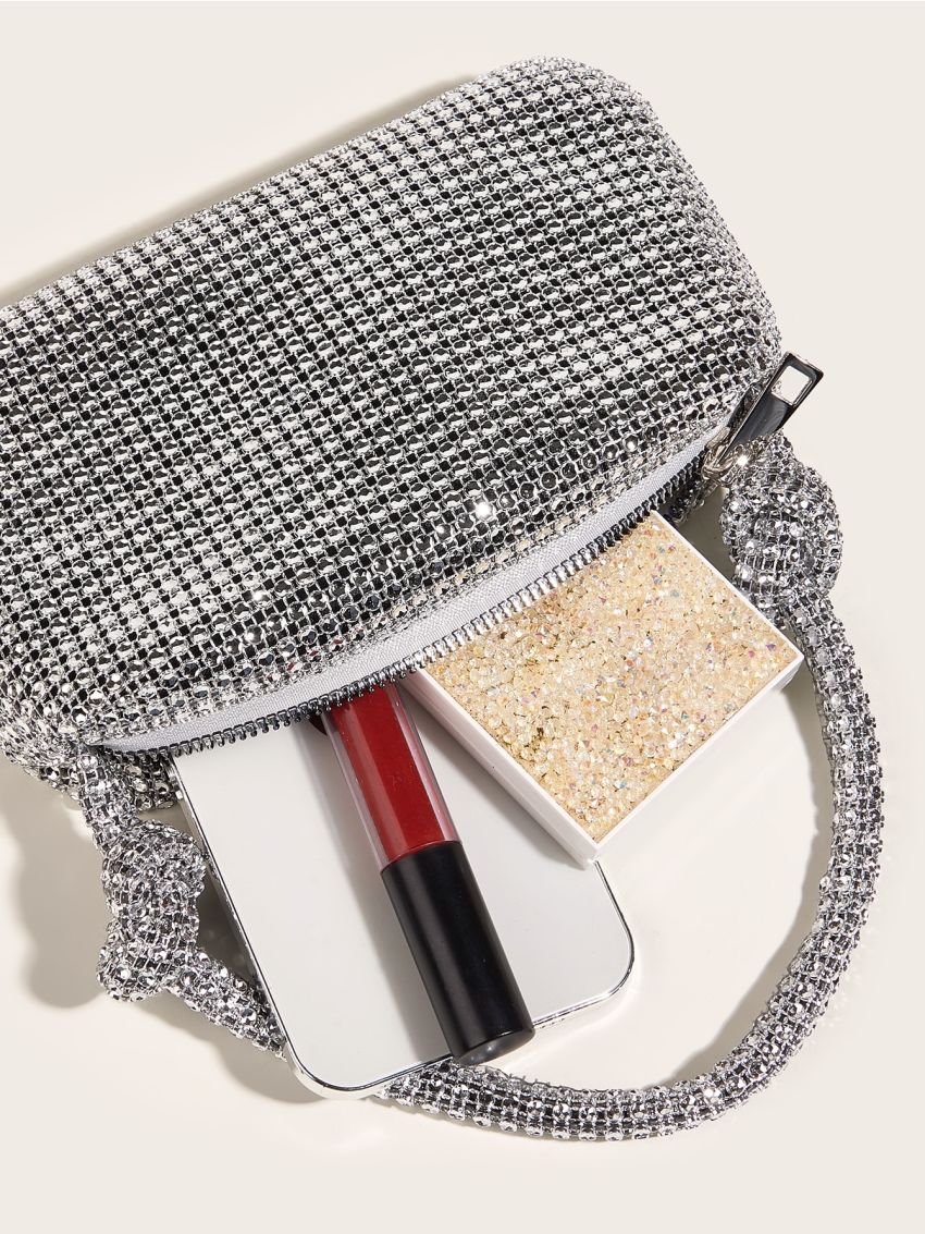Rhinestone Decor Hobo Bag