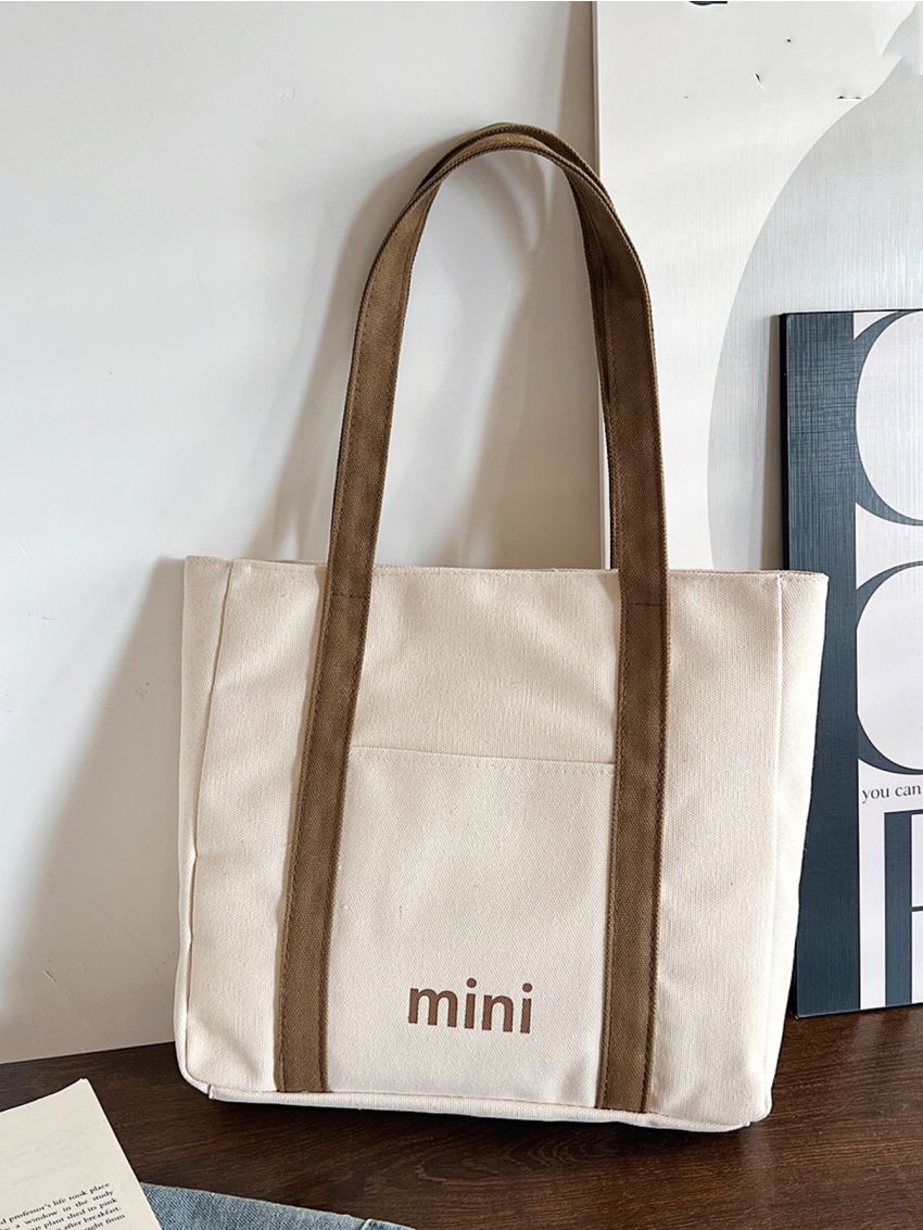 Letter Print Shopper Bag