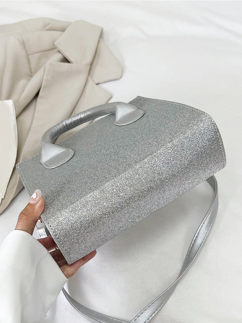 Mini Glitter Double Handle Square Bag