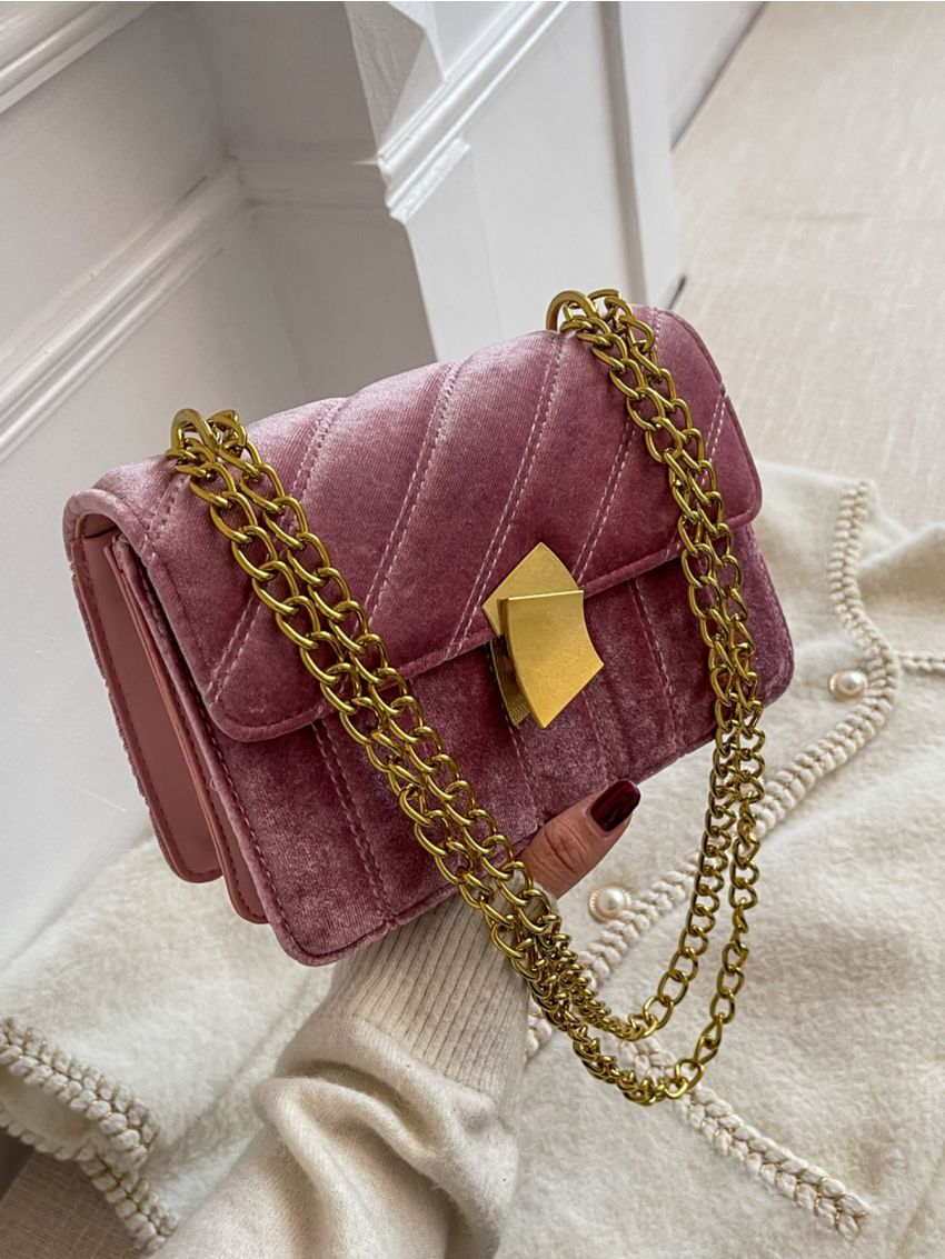 Quilted Flap Chain Square Bag