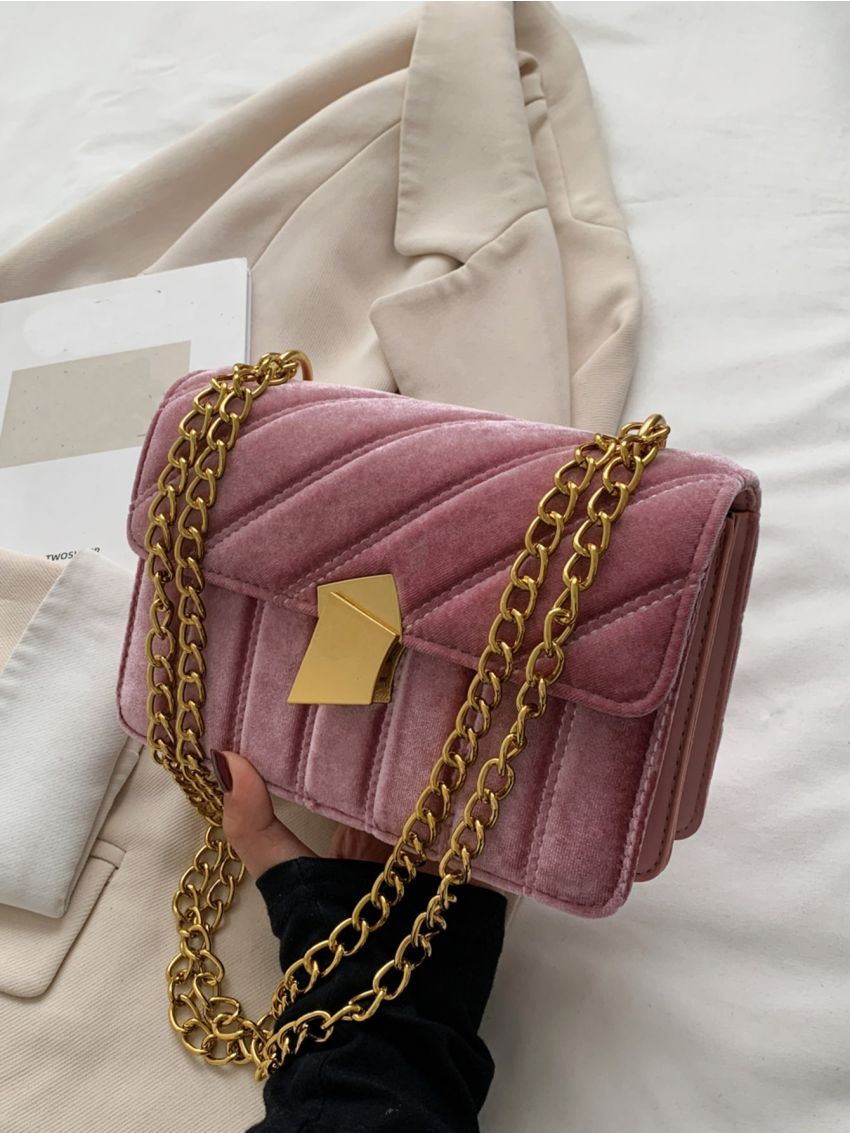 Quilted Flap Chain Square Bag